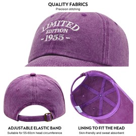 70th Birthday Gifts for Women, Happy 70th Birthday Decorations Men Woman, 70 Year Old Gift Ideas, Vintage 1955 Birthday Baseball Caps Adjustable - Washed Cotton Hats for Wife Mom Grandma Aunt Friends