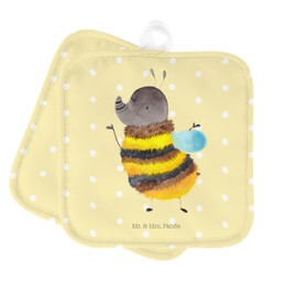 Mr. & Mrs. Panda Set of 2 Pot Holders Bumble Bee Fluffy - Gift, Bee, Good Mood, Pot Glove, Funny Sayings, Animals, Flower, Animal Motifs