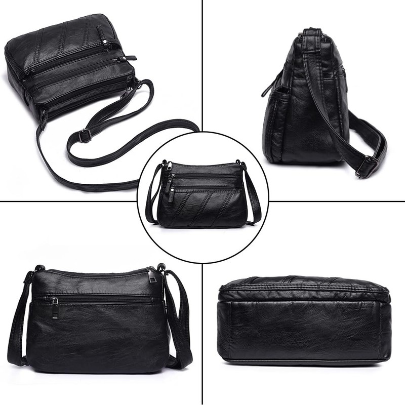 ACNCN Soft PU Leather Crossbody Shoulder Bag, Stylish Women's Multi-Pocket
