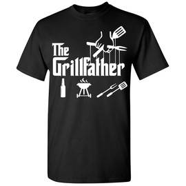 The Grillfather Funny T-Shirt BBQ Meat Grill Cooking Joke Tee Gifts for Dad Grandpa Men T Shirt Black X-Large