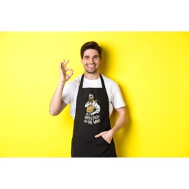 YORA BBQ Apron for Men Father's Day Gift – Cooking Apron Funny [Includes Certificate] – Funny Gifts for Father's Day – Gift Ideas Grandpa & Dad – People, black