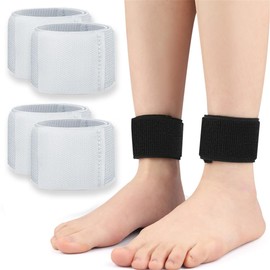 Achilles Tendonitis Brace, 4 Pcs Adjustable Achilles Strap for Men and Women, Compression Ankle Achilles Tendon Support Brace for Achilles Pain, Fit Running, Cycling, Hiking, Sports (White)
