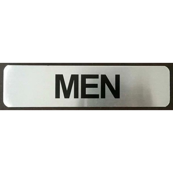 BUILDINGSINGS.COM RESTROOM MEN SIGN (BRUSHED ALUMINUM 2X8-HEAVY DUTY !!! )-The