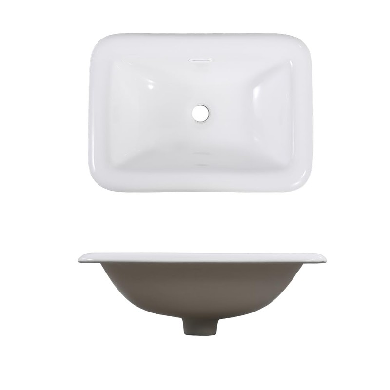 Bathroom Vessel Sink 20" x 15" Semi Recessed Sink White