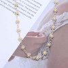 Allereya Boho Daisy Flower Choker Necklace Flower Beads Necklace White