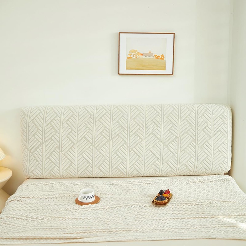 W WWEENUO Stretch Bed Headboard Covers, Jacquard Fabric Headboard Slipcover,