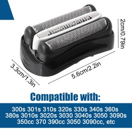 Pack of 2 Series 3 Shaving Head 32B Replacement Shaver Head Compatible with Series 3 Men's Razor Shaving Head Replacement for Series 3 3000s, 3010s, 3040s, 350cc, 300s, 310s (32B, Black)