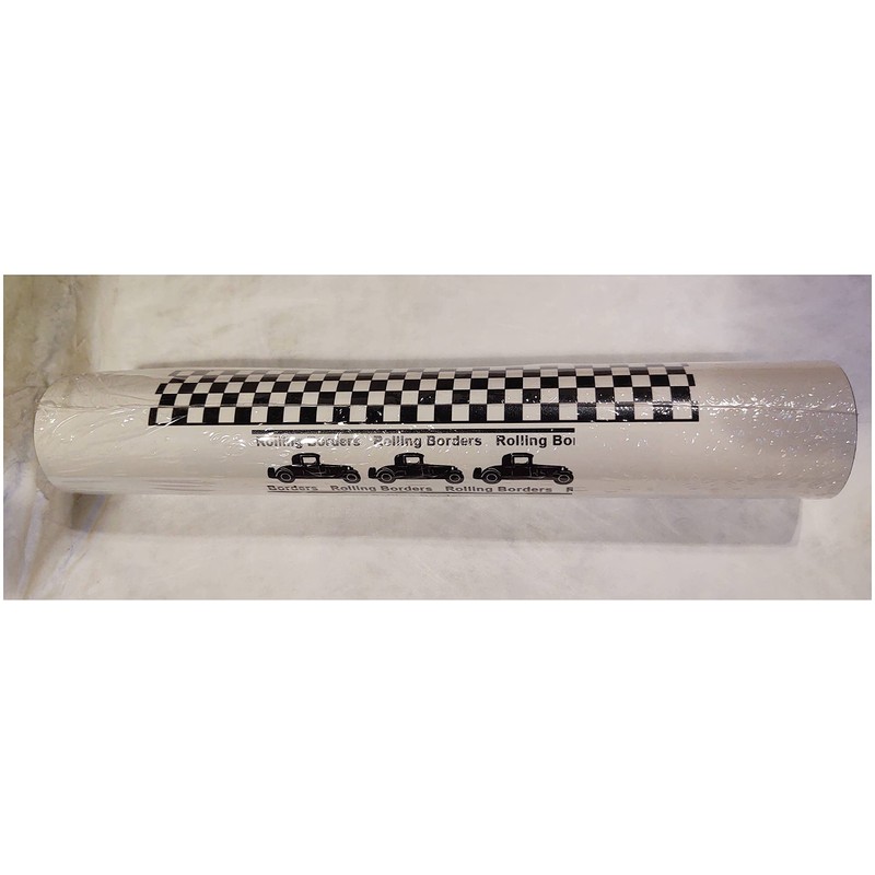 Checkered Flag Cars Nascar Wallpaper Border-9 Inch (Black Edge) by