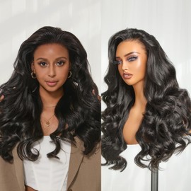 LUVME HAIR NatureMAX™ 13x4 Loose Body Wave HD Lace Front Wigs Human Hair Pre Plucked 220% Density Frontal Wigs Human Hair for Women Glueless Wigs Flexi-Fit Drawstring Cap 20 inches