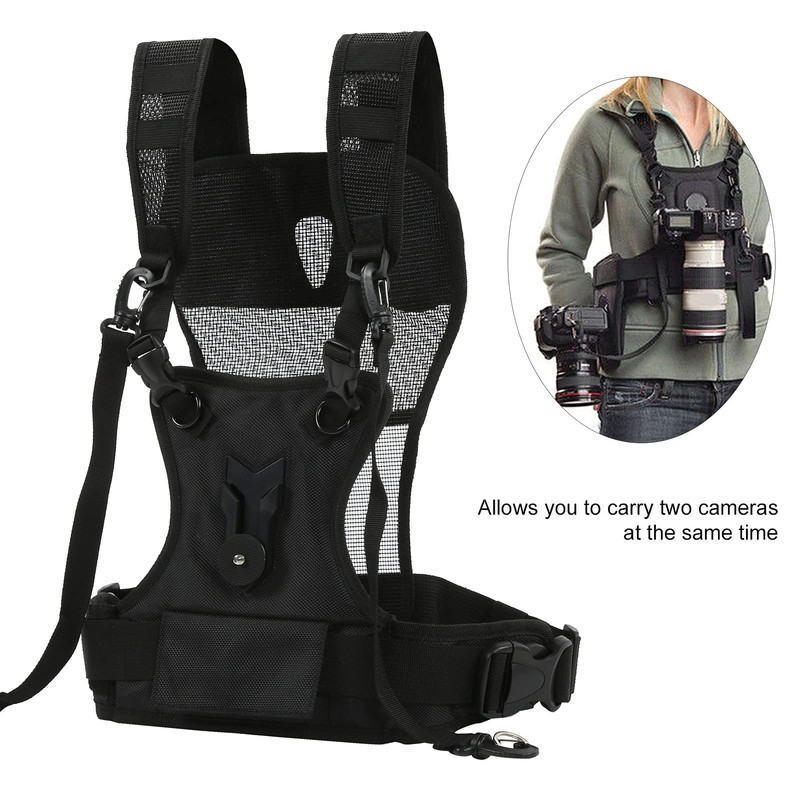 Dual Camera Harness, Multi-Carrying Chest Vest System for Camera, Nylon