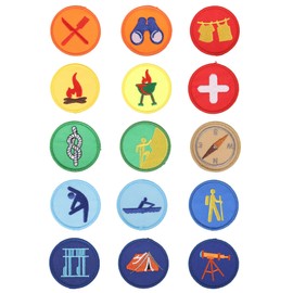 15 Piece Scout Badge Set, Children's Scout Patch Patches, Round Tactical Patches, Embroidered Iron-On Patches, DIY Patches for Jeans/Jackets/Shirts/Hats/Shoes/Backpacks