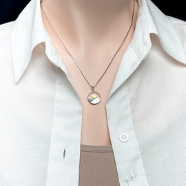 Sterling Silver Mountain Range and Bronze Sun Necklace, Mountain Necklace for Women, Travel Necklace, Outdoors Necklace (16 inches + 2-inch extender)