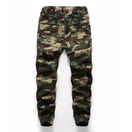 LOKTARC Boys Camo Pants Kids Pull On Drawstring Youth Camouflage Cargo Joggers Green Size 140/8-9 Years