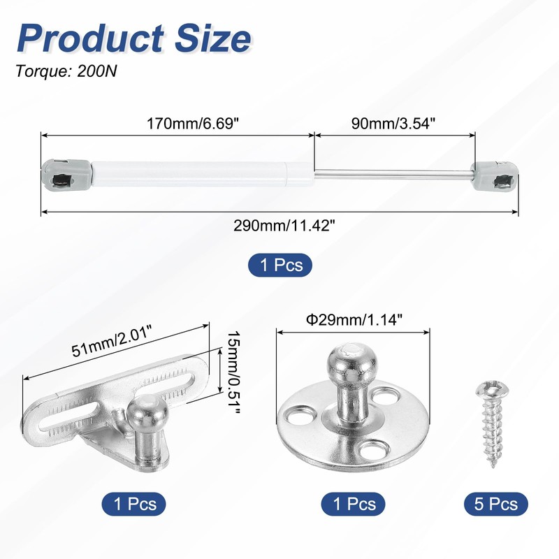 sourcing map 1Pcs Lid Support Hinges, 10 Inch 200N Gas