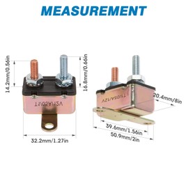 GLOSO Stud Type Circuit Breakers Auto Reset for Car Truck RV Automotive Marine Boat Trolling Motor & Custom Wiring Audio Battery Protection Crosswise Bracket, (T1) - 1 Pack (50A) E512
