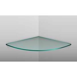 Pro Safe Glass 6" X 6" Quarter Circle Clear Tempered Floating Glass Corner Shelf - Glass Only