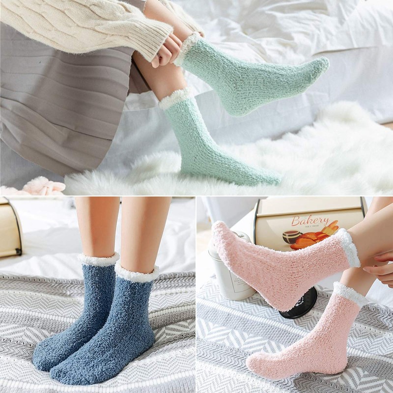 6 Pairs Womens Fuzzy Socks Winter Warm Soft Cozy Fluffy