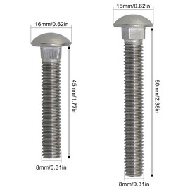 FMHXG 4PCS 304 Stainless Steel Carriage Bolts M8x60 Large Round Head Bolts for Indoor Outdoor Dock Piling Installation Swing Industrial