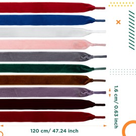TXIN 10 Pairs Velvet Shoe Laces Flat Shoelaces for Women Girls, 10 Colors 120 cm Long Velvet Shoelace