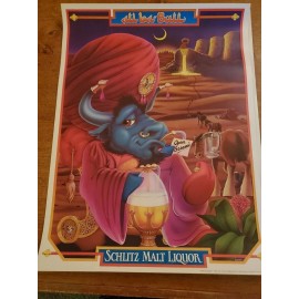 Schlitz Vintage Schlitz Malt Liquor Ali ba-Bull Advertising Poster Beer RARE 18x24 1982
