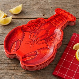 Thenshop 50 Pcs Crawfish Paper Plates, 10"x12" Disposable Crawfish Boil Trays, Lobster Boil Party Supplies, Seafood Party Decorations for BBQ, Summer, Camping, Picnic, Cookout and Holiday