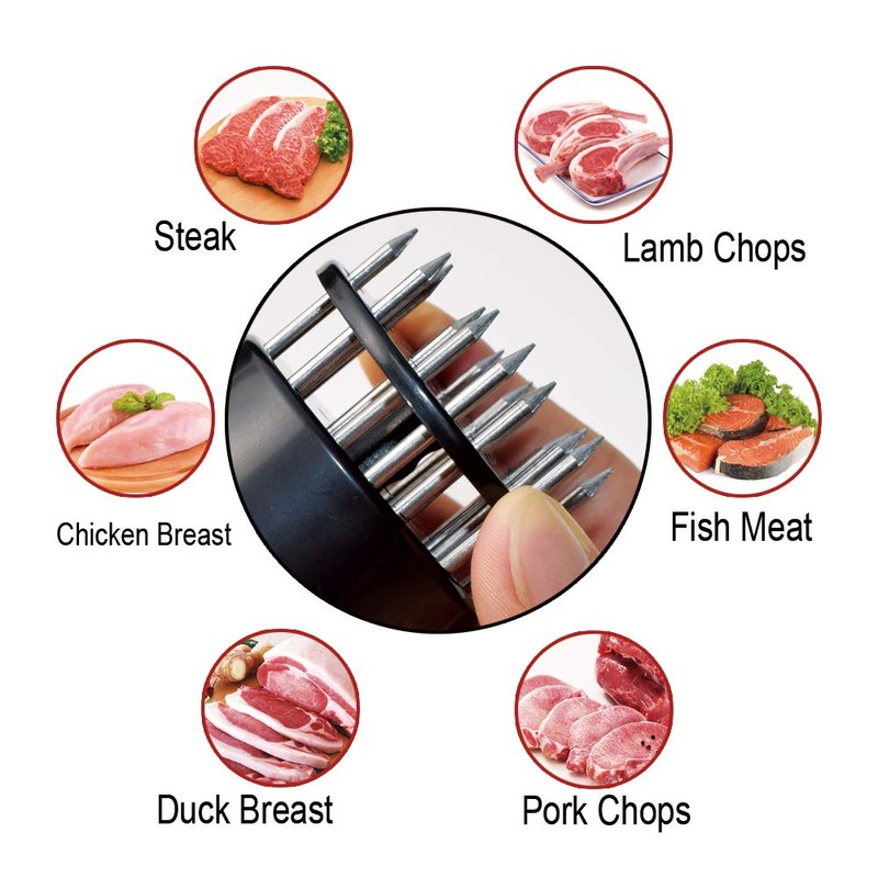 WSZD 2Pcs Meat Tenderizer Tool with Ultra Sharp Stainless Steels,