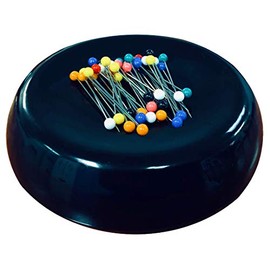 Grabbit Magnetic Sewing Pincushion with 50 Plastic Head Pins, Black