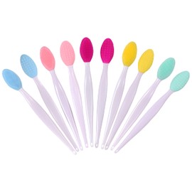 10pcs Silicone Scrub Lip Brush, Double Side Lip Exfoliating, Nose Clean Blackhead Removal Brushes With Lip Exfoliator Scrubber Tool Wash Face Cleansing Brush