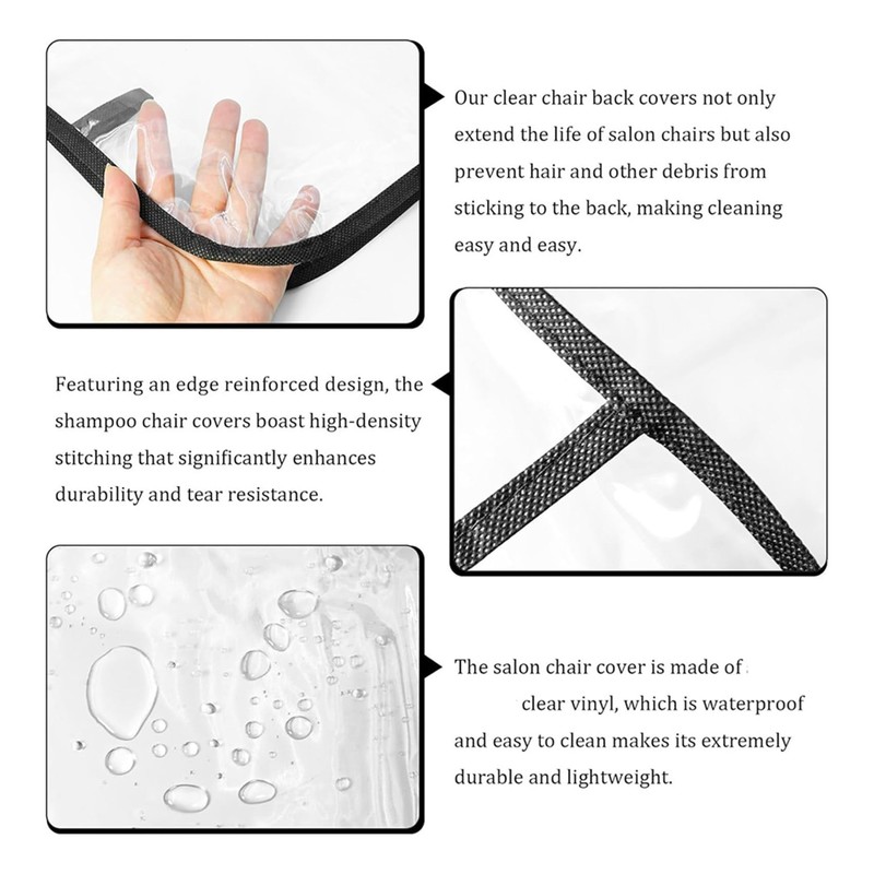 Exqufood 4 Pack Salon Chair Cover Protectors,Clear Square Hairdressing Chair