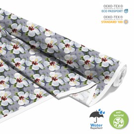 HEKO PANELS Oxford Fabric Waterproof Sold by the Metre Canvas Fabric Polyester Fabric for Sewing Fabrics Furniture Fabrics Decorative Fabrics Waterproof Opaque Flowers Hibiscus Flowers 1 Metre 155 x