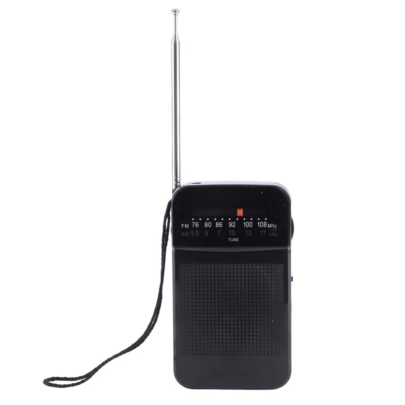 Portable AM FM Radio Black Color Headset Pluggable Built in