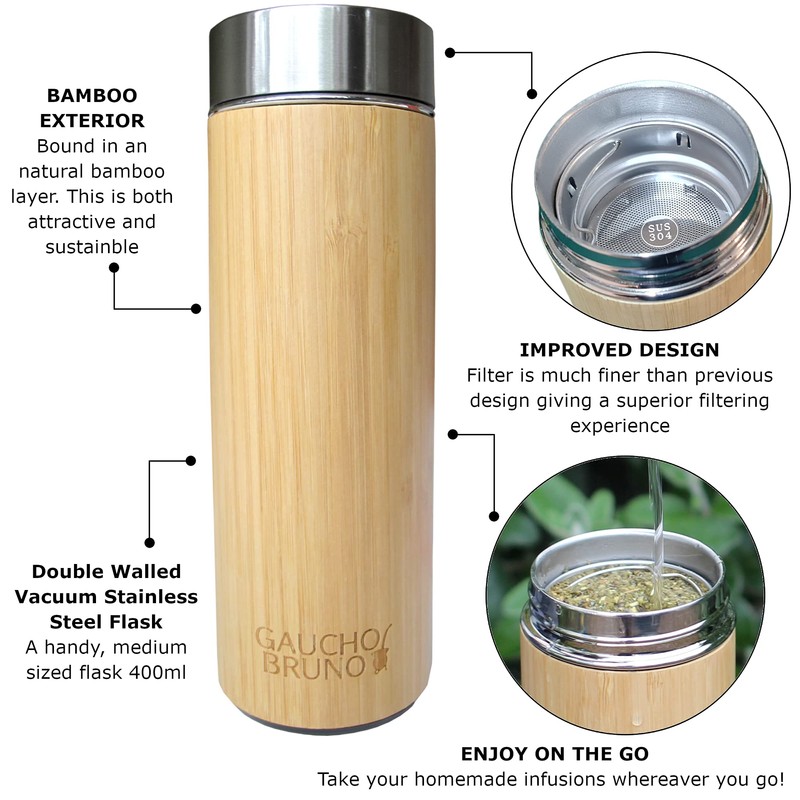 Gaucho Bruno Bamboo Bottle Tea Infuser Vacuum Flask