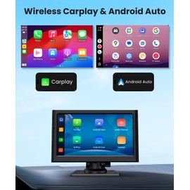 Portable Carplay Car Screen for Apple: 7 Inch Android Auto - Touch Screen Wireless Car Play with Backup Camera, Car Audio Receivers with Voice Control, GPS Navigation, Bluetooth, Mirror Link, FM, Siri