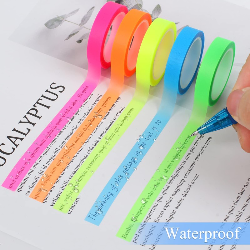 Utron 10 Rolls Colorful Highlighter Tape, 0.31" x 16.5 ft