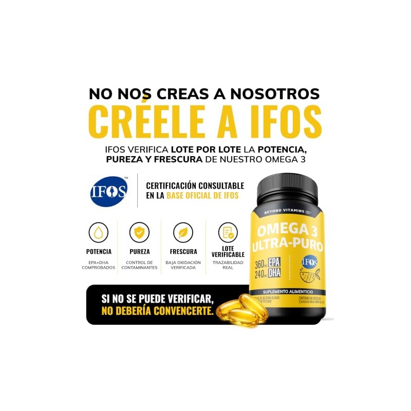 Omega 3 Premium 1000mg Certificado IFOS | Beyond Vitamins -