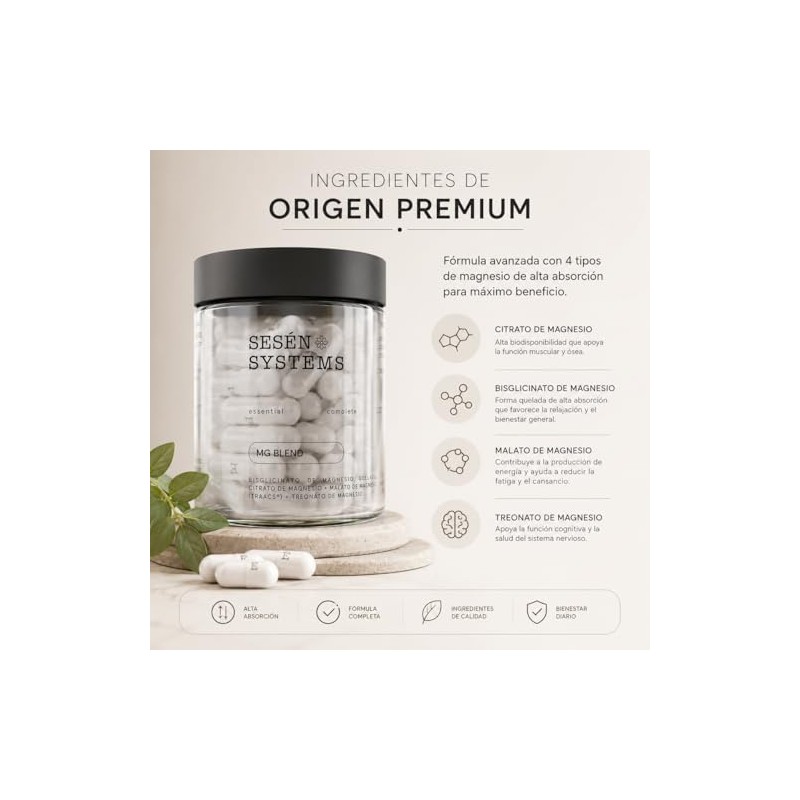SESN MG Blend Magnesio Multi-forma 60 Cpsulas Bisglicinato Citrato Malato