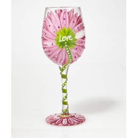 Designs by Lolita “Mom’s Love in Bloom” Hand-painted Artisan Wine Glass, 15 oz.