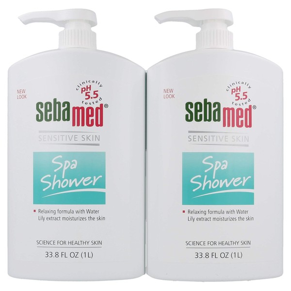 SEBAMED Spa Shower Hydrating and Refreshing pH 5.5 Relaxing Fragrance With Water Lily Extract no Soap and Alkali Body Cleanser Wash 33.8 Fluid Ounces (1 Liter) Pack of 2