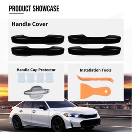 Door Handle Cover Compatible with Honda Civic 2022-2025 11th Gen, Accord/CR-V/HR-V 2023-2025 – Front Pair, Glossy Black Exterior Trim (Glossy Black, Front and Rear Set)