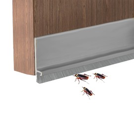 Door Draft Stopper with Brush Reduce Noise, 39" Rubber Door Sweep Breeze Blocker, Adjustable Under Door Draft Stoppers, Soundproofing for Doors, Door Seal - Grey