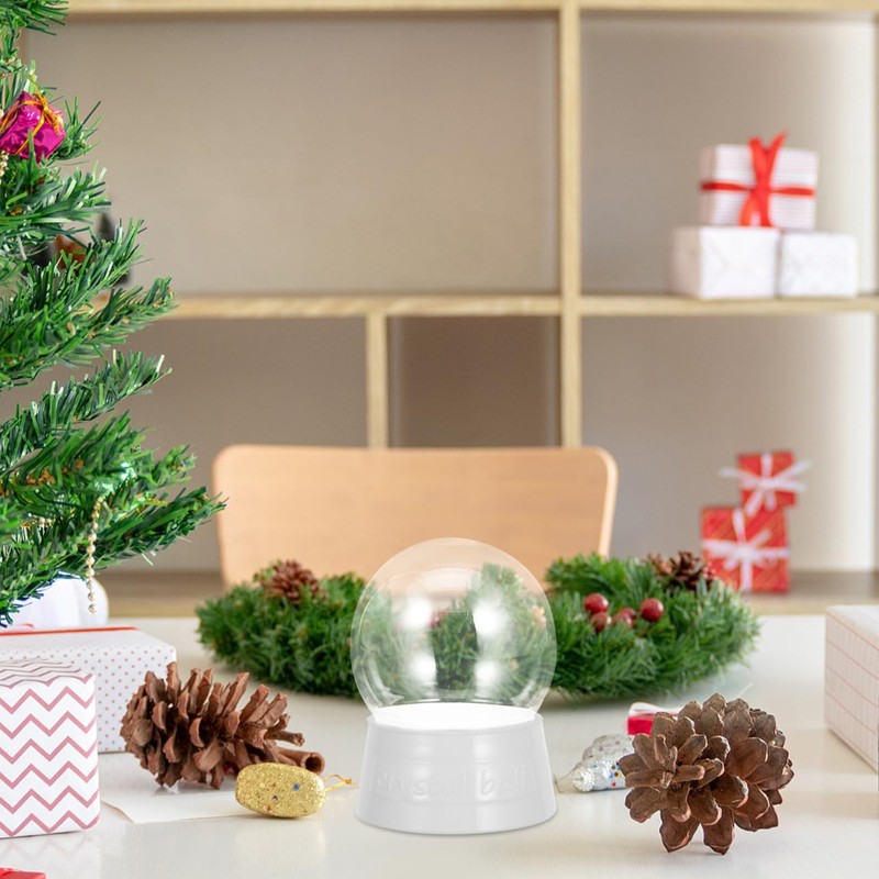 Cabilock 6pcs Clear Plastic Snow Globes with Base Screw Off