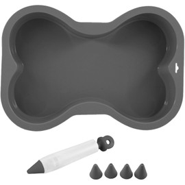 HINMAY - Molde de silicona para tartas de cumpleaños con forma de hueso, con bolígrafo decorativo (negro, grande)