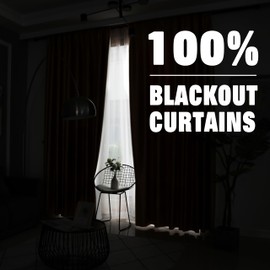 OWENIE Maya 100% Blackout Curtains 84 Inch Length 2 Panels Set, Greyish White Solid Heavy Thermal Insulated Grommets Curtains for Bedroom & Living Room, 2 Panels (Each 52 W x 84 L,Greyish White)