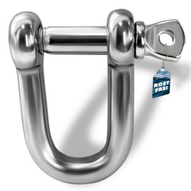 PinPro 4 x M6 Stainless Steel Shackles Straight Short Shape - Rustproof and Even Salt Water Resistant - M4 to M10 Size Selectable - D-Shape with Eye Bolt Diameter 6 mm - 1.4401 / AISI 316 (V4A) NIRO