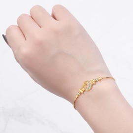 CYMYSS 18K Gold Bracelets for Women, 925 Sterling Silver Link Charm Bracelet Jewelry Gift for Mother Wife Birthday - Moon & Stars