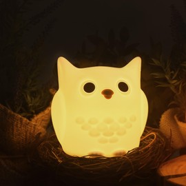 TriPro Owl Silicone Nursery Night Light,Auto Shut Down,Room Decor Desk Lamp Bedroom Decorations