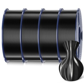 SUNLU Silk Pla Plus Filament 4kg Bundle, Shiny Silk Surface Pla+ 3D Printer Filament 1.75mm ±0.02mm, Glossy 3D Printing Filament, 1kg Spool, 4 Packs. (Black)
