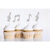 12 x Silver Music Note Cupcake Toppers, Birthday Cupcake Toppers,