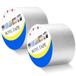 FVIEXE 2PCS Super Waterproof Butyl Tape, Leak Proof Butyl Rubber Aluminum Foil Tape Sealant Tape, 4" W X 32.8'L, Multi-Use Repair for Boat and Pipe Window Sealing HVAC Ducts Roof Crack Outdoor Use