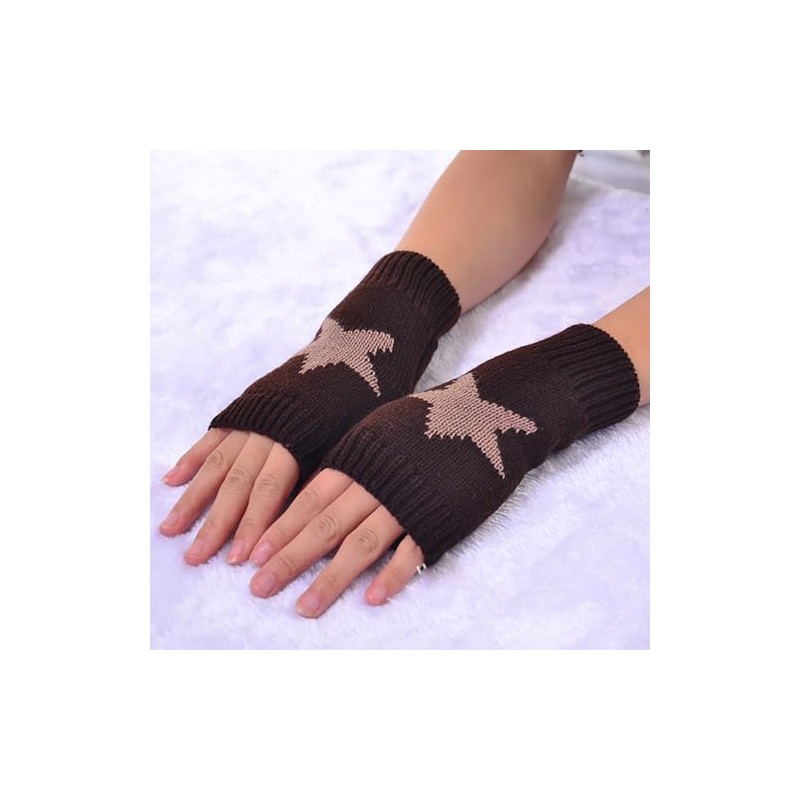 yolrdiw Women's Therian Star Fingerless Gloves Wrist Length Knitted Mitten